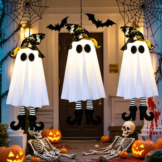 Suspension LED Halloween – Sorcière & Fantôme | Noctyra™