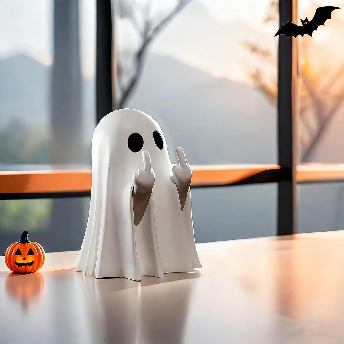 Statuette Fantôme Mignonne Doigt d'Honneur – Déco Halloween