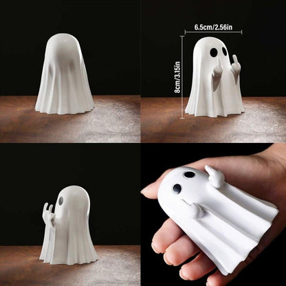 Statuette Fantôme Mignonne Doigt d'Honneur – Déco Halloween